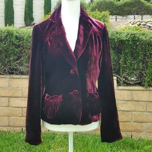 Nine West Velvet Deep Magenta-Burgundy Blazer Jacket. 4